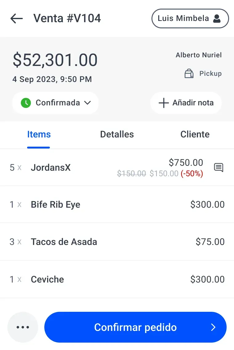 View of the Yimi app showing the order flow