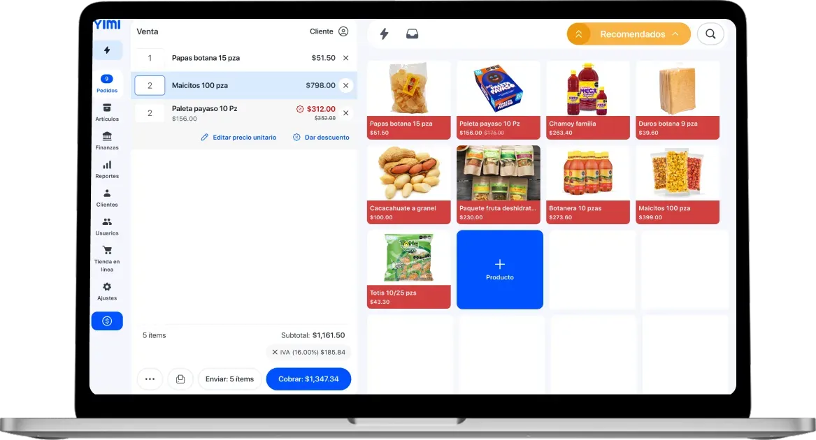 View of the Yimi app showing a wholesale store's point of sale