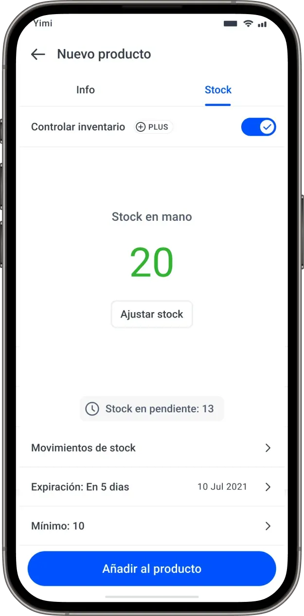 View of the Yimi mobile app showing inventory