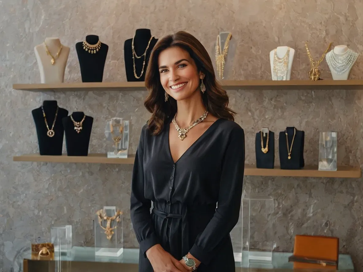 A jeweler serving a customer at a jewelry store using Yimi