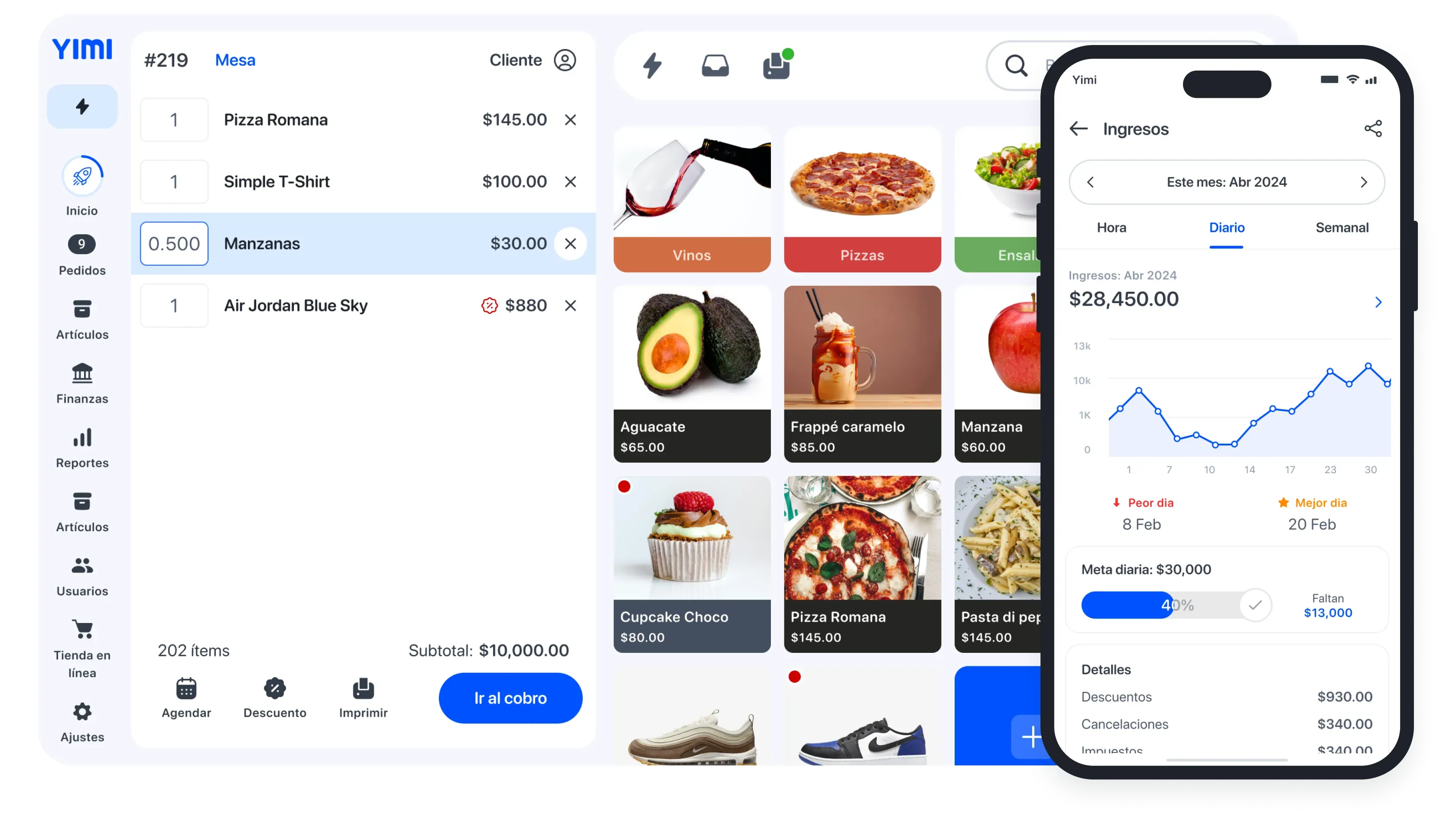 View of the Yimi app for resellers