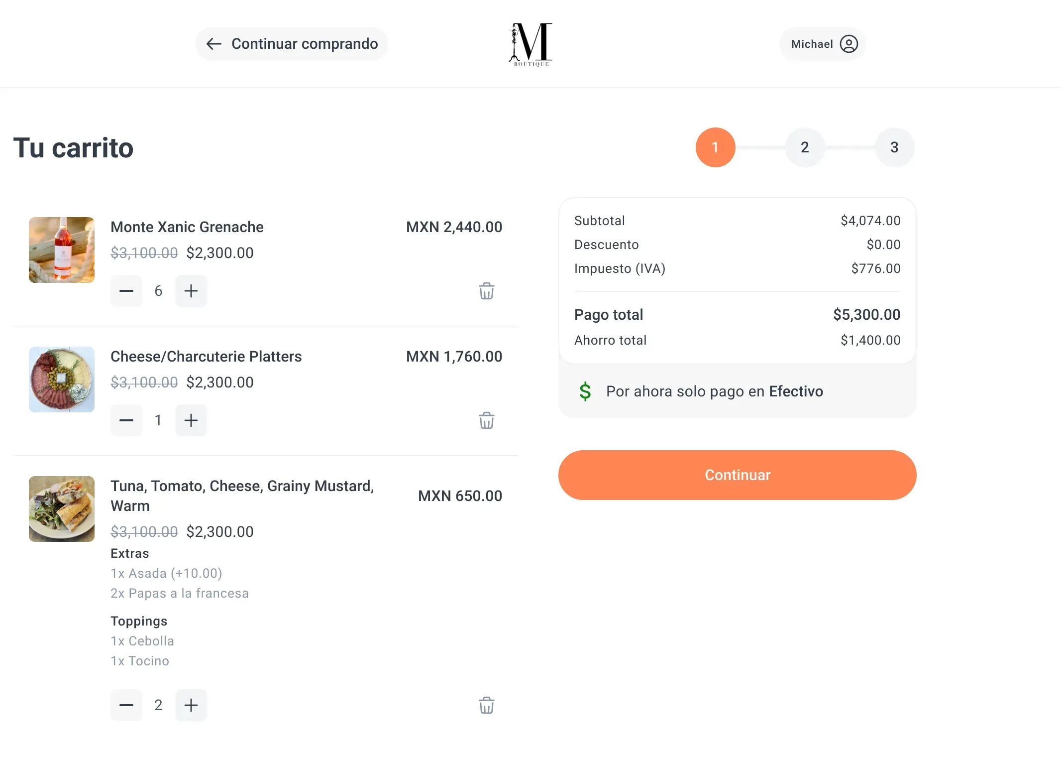 View of the Yimi app showing online orders
