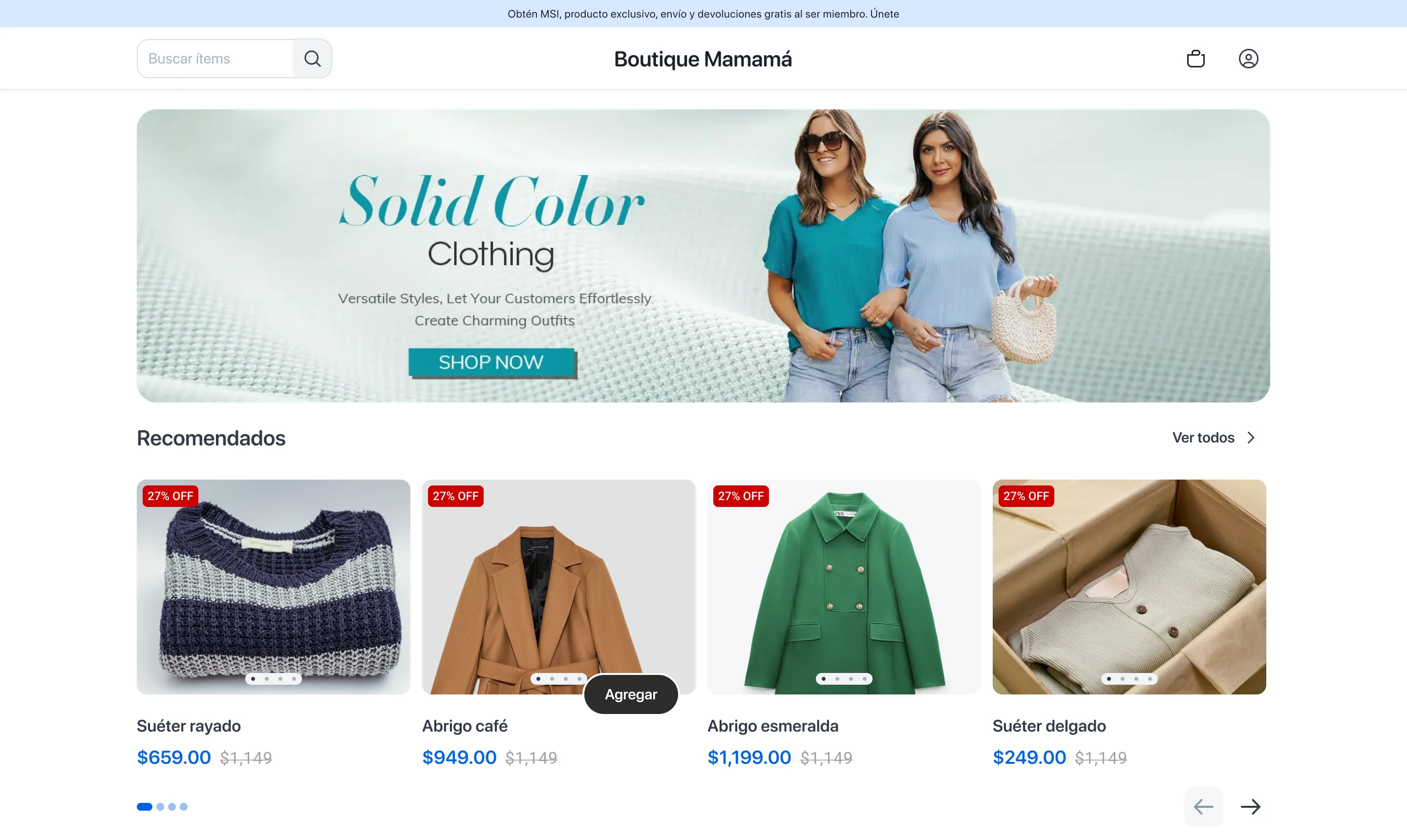Tienda online mockup
