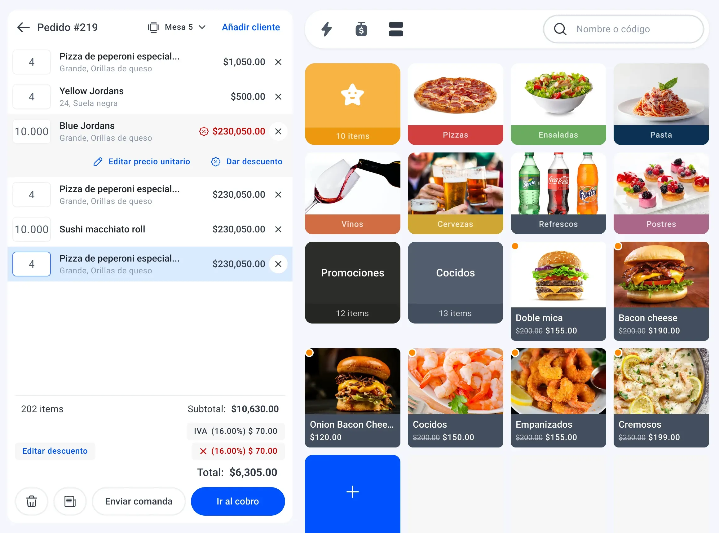 View of the Yimi app showing a sale being recorded