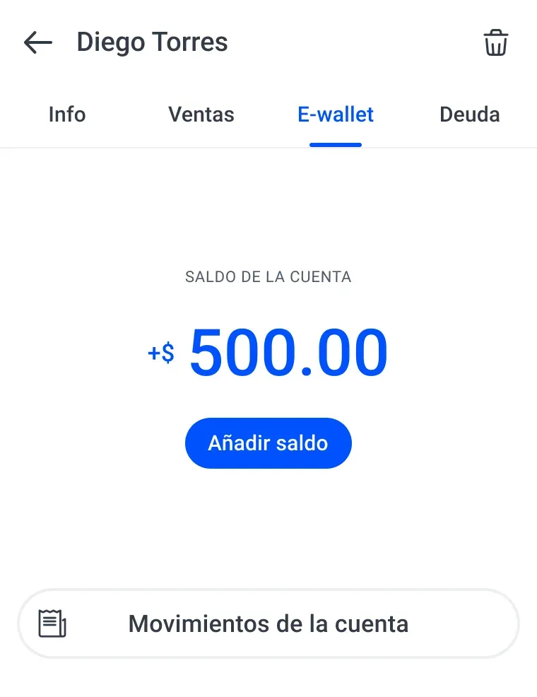 View of the Yimi app showing the digital wallet
